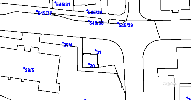 Parcela st. 31 v KÚ Šumbark, Katastrální mapa