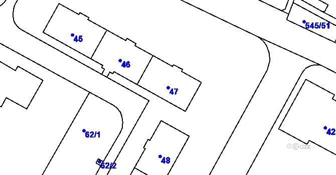 Parcela st. 47 v KÚ Šumbark, Katastrální mapa