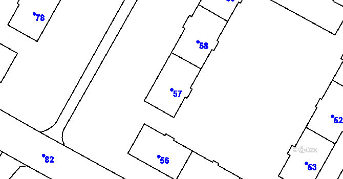 Parcela st. 57 v KÚ Šumbark, Katastrální mapa