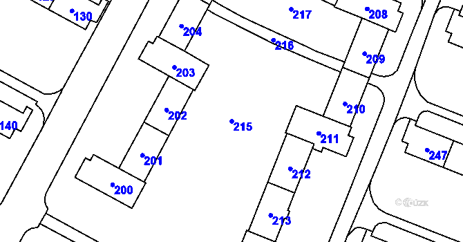 Parcela st. 215 v KÚ Šumbark, Katastrální mapa