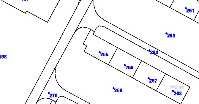 Parcela st. 265 v KÚ Šumbark, Katastrální mapa