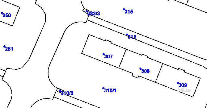 Parcela st. 307 v KÚ Šumbark, Katastrální mapa