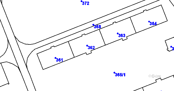 Parcela st. 362 v KÚ Šumbark, Katastrální mapa