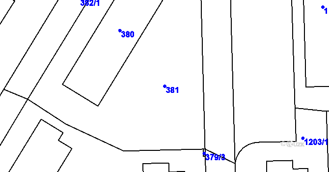 Parcela st. 381 v KÚ Šumbark, Katastrální mapa