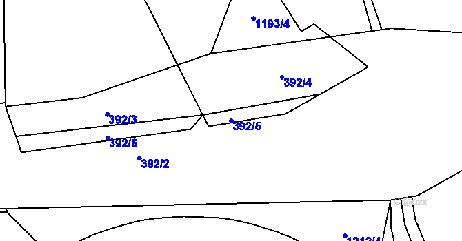 Parcela st. 392/5 v KÚ Šumbark, Katastrální mapa