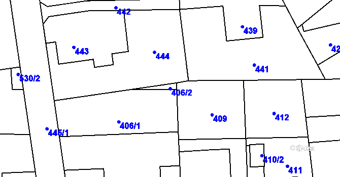 Parcela st. 406/2 v KÚ Šumbark, Katastrální mapa