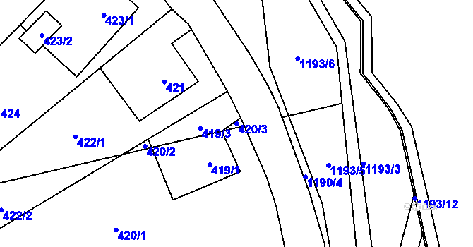 Parcela st. 420/3 v KÚ Šumbark, Katastrální mapa