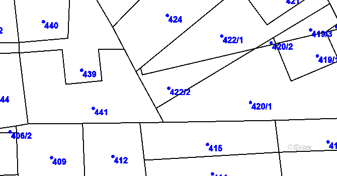 Parcela st. 422/2 v KÚ Šumbark, Katastrální mapa
