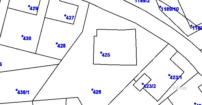 Parcela st. 425 v KÚ Šumbark, Katastrální mapa