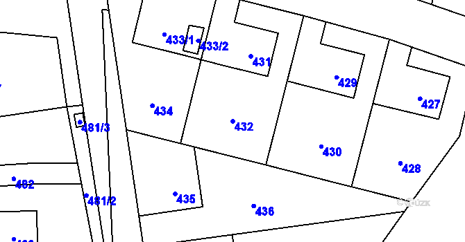 Parcela st. 432 v KÚ Šumbark, Katastrální mapa