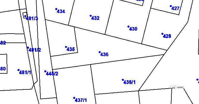 Parcela st. 436 v KÚ Šumbark, Katastrální mapa