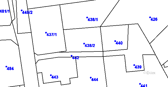 Parcela st. 438/2 v KÚ Šumbark, Katastrální mapa