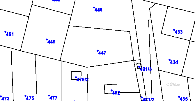 Parcela st. 447 v KÚ Šumbark, Katastrální mapa