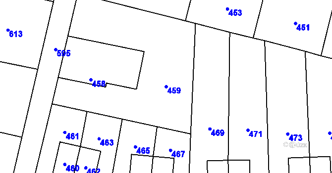 Parcela st. 459 v KÚ Šumbark, Katastrální mapa