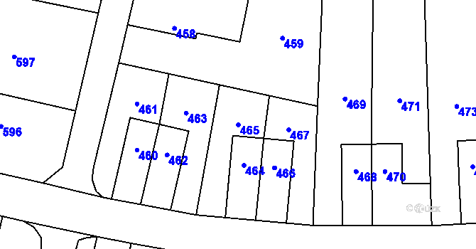 Parcela st. 465 v KÚ Šumbark, Katastrální mapa