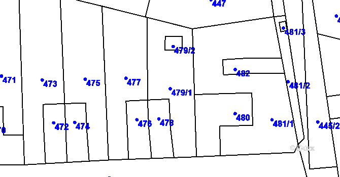 Parcela st. 479/1 v KÚ Šumbark, Katastrální mapa