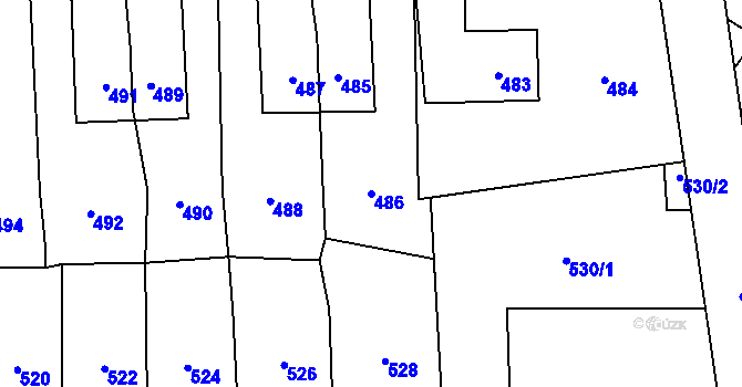 Parcela st. 486 v KÚ Šumbark, Katastrální mapa