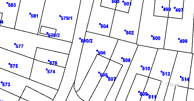Parcela st. 506 v KÚ Šumbark, Katastrální mapa