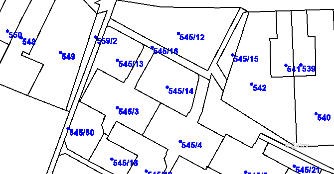 Parcela st. 545/14 v KÚ Šumbark, Katastrální mapa