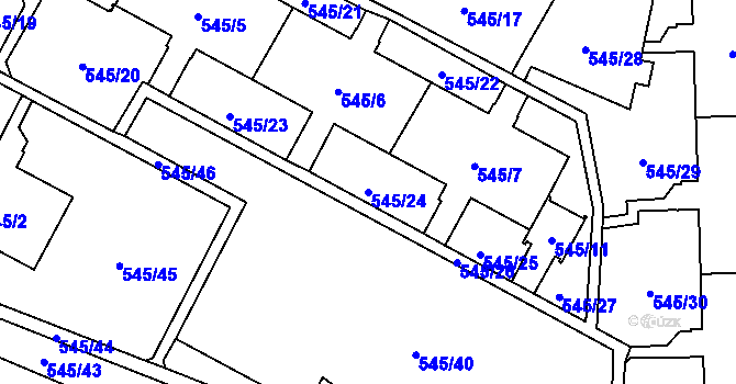 Parcela st. 545/24 v KÚ Šumbark, Katastrální mapa