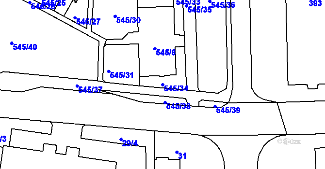 Parcela st. 545/34 v KÚ Šumbark, Katastrální mapa