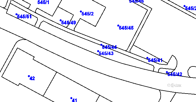 Parcela st. 545/43 v KÚ Šumbark, Katastrální mapa