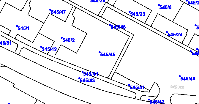 Parcela st. 545/45 v KÚ Šumbark, Katastrální mapa