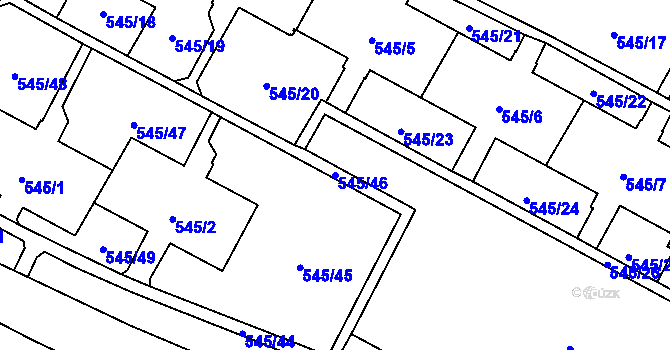 Parcela st. 545/46 v KÚ Šumbark, Katastrální mapa