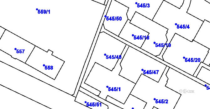 Parcela st. 545/48 v KÚ Šumbark, Katastrální mapa