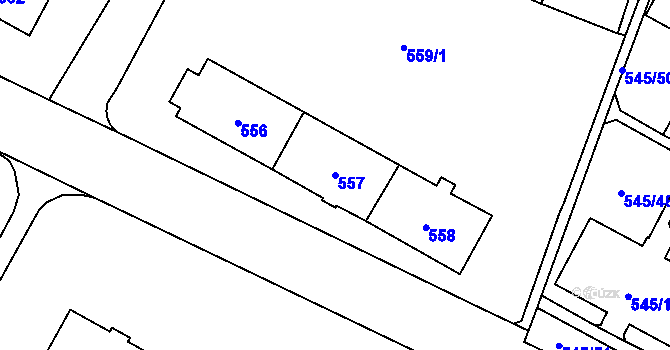 Parcela st. 557 v KÚ Šumbark, Katastrální mapa