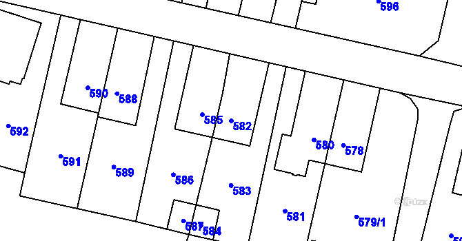 Parcela st. 582 v KÚ Šumbark, Katastrální mapa