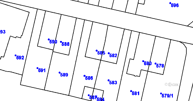 Parcela st. 585 v KÚ Šumbark, Katastrální mapa