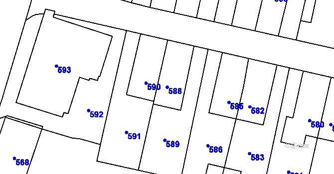 Parcela st. 588 v KÚ Šumbark, Katastrální mapa