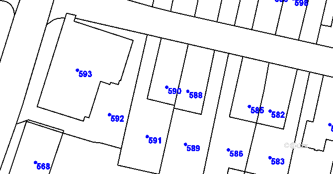 Parcela st. 590 v KÚ Šumbark, Katastrální mapa