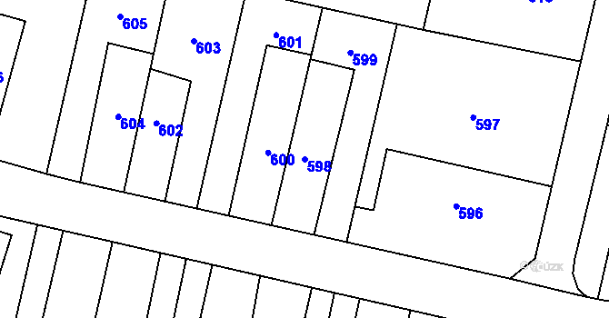 Parcela st. 598 v KÚ Šumbark, Katastrální mapa