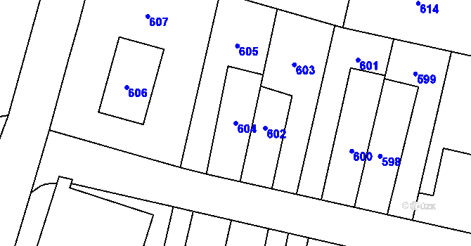 Parcela st. 604 v KÚ Šumbark, Katastrální mapa