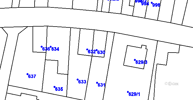 Parcela st. 630 v KÚ Šumbark, Katastrální mapa