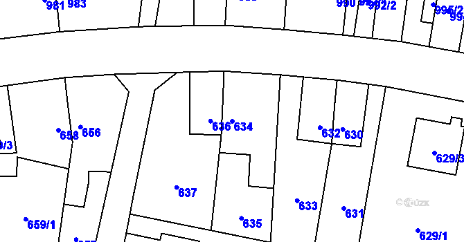 Parcela st. 634 v KÚ Šumbark, Katastrální mapa