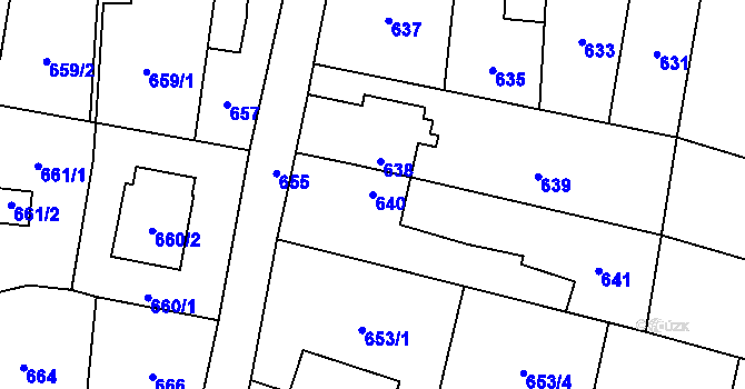 Parcela st. 640 v KÚ Šumbark, Katastrální mapa