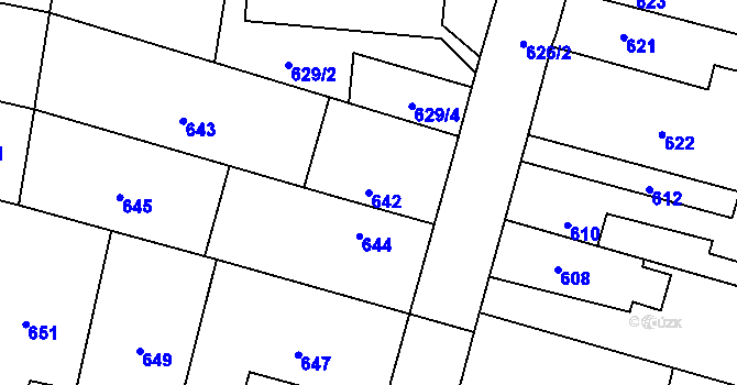 Parcela st. 642 v KÚ Šumbark, Katastrální mapa