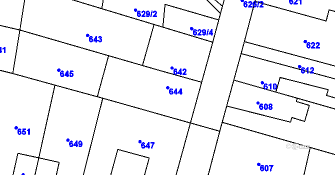 Parcela st. 644 v KÚ Šumbark, Katastrální mapa