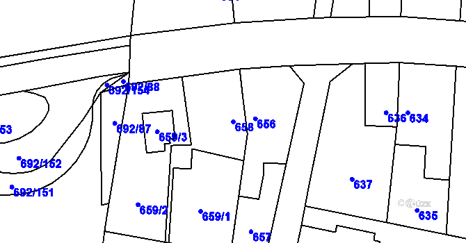 Parcela st. 658 v KÚ Šumbark, Katastrální mapa