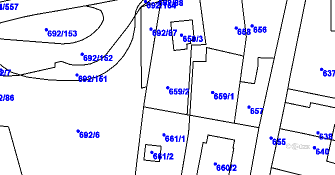 Parcela st. 659/2 v KÚ Šumbark, Katastrální mapa