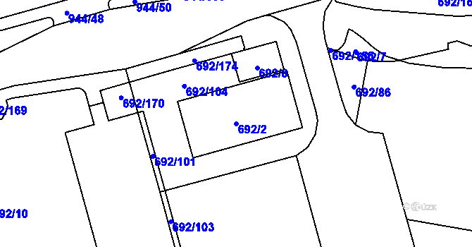 Parcela st. 692/2 v KÚ Šumbark, Katastrální mapa