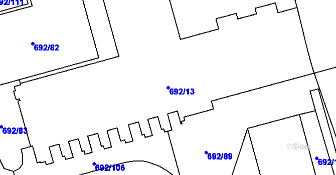 Parcela st. 692/13 v KÚ Šumbark, Katastrální mapa