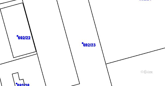 Parcela st. 692/23 v KÚ Šumbark, Katastrální mapa