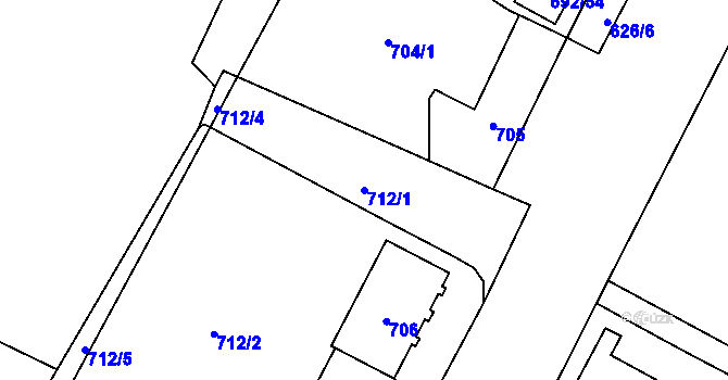 Parcela st. 712/1 v KÚ Šumbark, Katastrální mapa