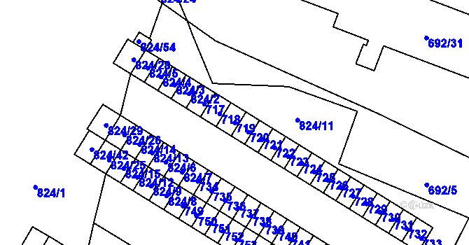 Parcela st. 719 v KÚ Šumbark, Katastrální mapa