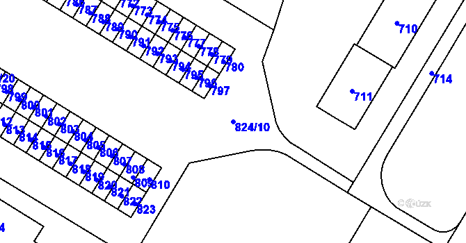Parcela st. 824/10 v KÚ Šumbark, Katastrální mapa