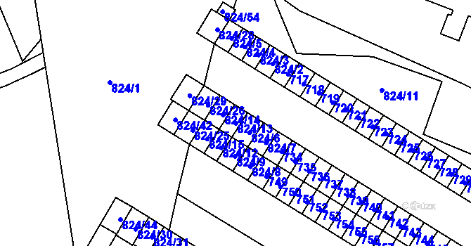 Parcela st. 824/13 v KÚ Šumbark, Katastrální mapa